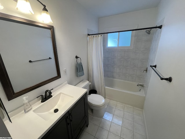 2029 Manchester Rd, Grosse Pointe Woods, MI 48236 - bathroom with toilet, vanity, shower / tub combo, and tile patterned flooring