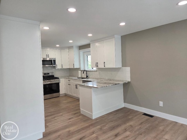 53340 Washington St, New Baltimore, MI 48047 - kitchen featuring stainless steel appliances, a sink, baseboards, tasteful backsplash, and light stone countertops