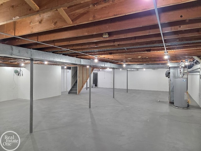 53340 Washington St, New Baltimore, MI 48047 - below grade area featuring water heater and stairs