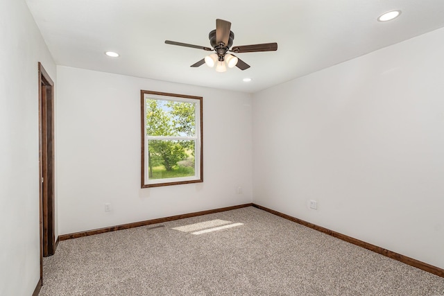 2695 Hupter Rd, Pinconning, MI 48650 - carpeted spare room with a ceiling fan, recessed lighting, and baseboards