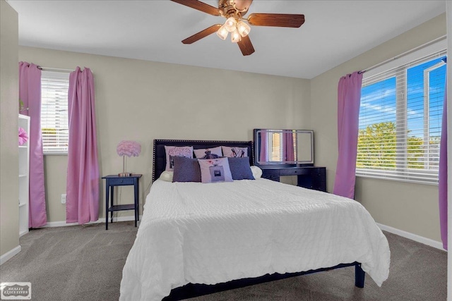 4916 Royal Cove Dr, Shelby Twp, MI 48316 - carpeted bedroom featuring multiple windows, baseboards, and ceiling fan
