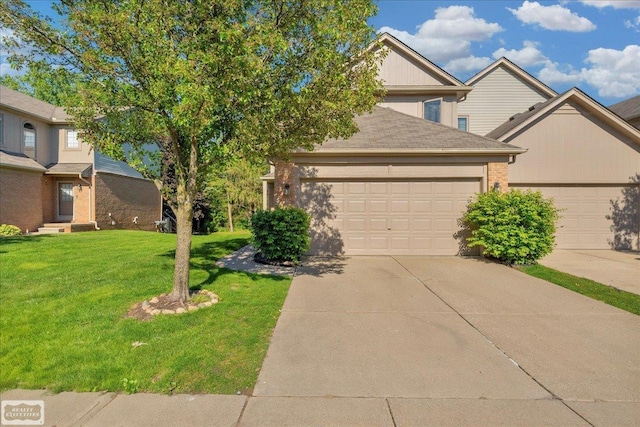 4916 Royal Cove Dr, Shelby Twp, MI 48316 - view of front of home featuring concrete driveway, a front yard, and a garage