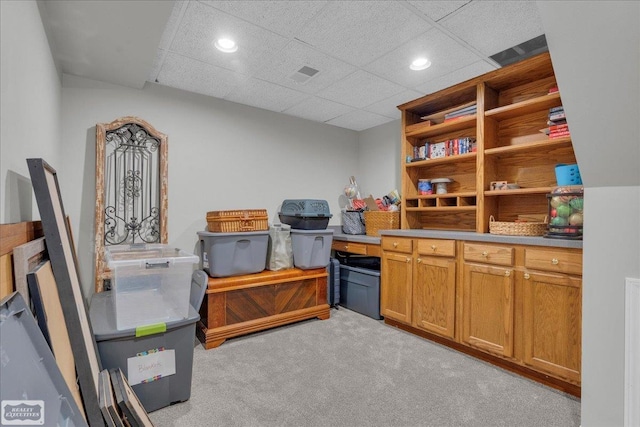4916 Royal Cove Dr, Shelby Twp, MI 48316 - office space with light colored carpet, recessed lighting, and a drop ceiling
