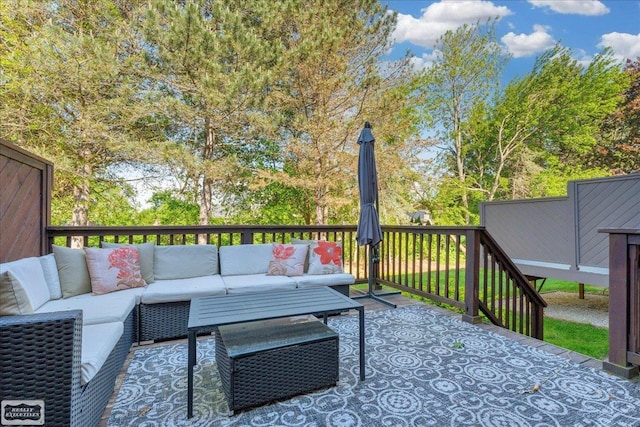 4916 Royal Cove Dr, Shelby Twp, MI 48316 - wooden terrace with an outdoor living space