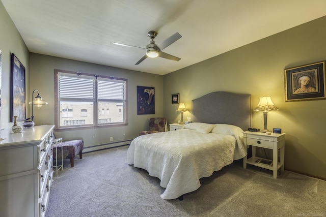 7346 Huron Ave Unit 302 Building B, Lexington, MI 48450 - bedroom with baseboard heating, carpet floors, baseboards, and ceiling fan