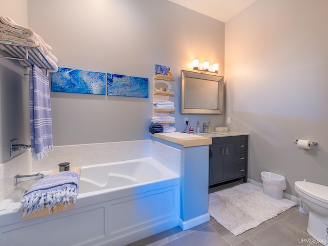 217 Shoreline Dr, Negaunee, MI 49866 - full bathroom with a bath, vanity, toilet, and tile patterned floors