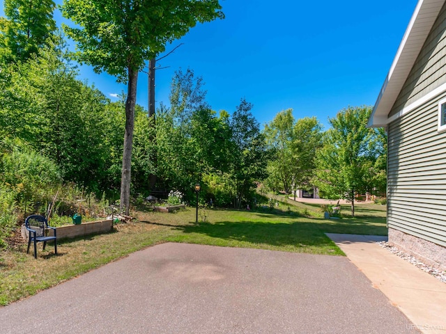 217 Shoreline Dr, Negaunee, MI 49866 - view of grassy yard with a patio area and view of scattered trees