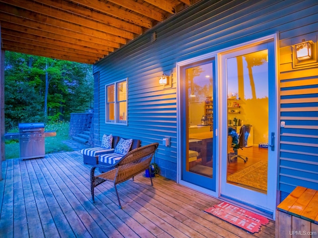 217 Shoreline Dr, Negaunee, MI 49866 - wooden terrace with area for grilling