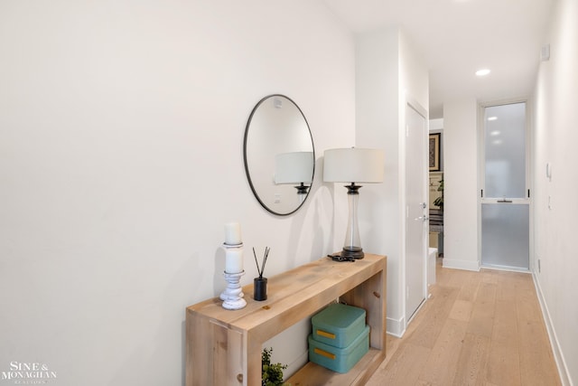 2638 John R St, Detroit, MI 48201 - corridor featuring light wood-type flooring, recessed lighting, and baseboards