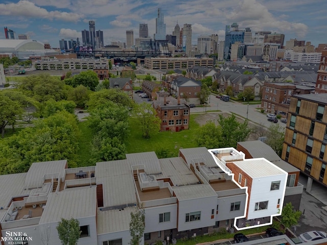 2638 John R St, Detroit, MI 48201 - aerial overview of property's location with skyline and property parcel outlined