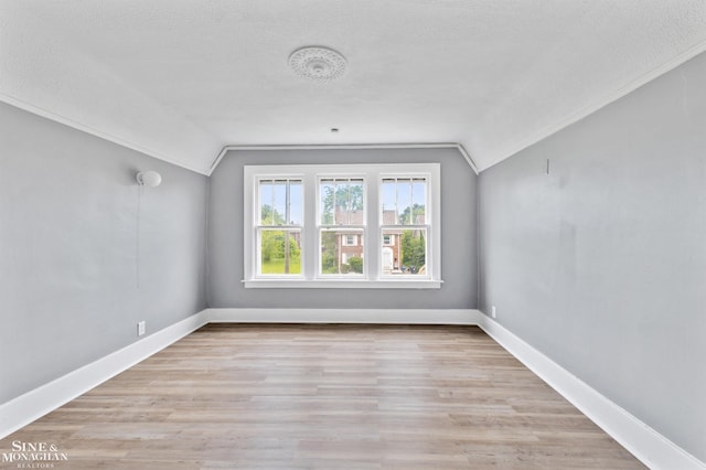 5553 Nottingham Rd, Detroit, MI 48224 - additional living space featuring lofted ceiling, baseboards, light wood-style floors, and a textured ceiling