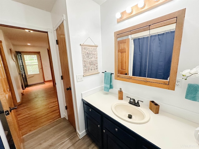 213 W Arch St, Negaunee, MI 49866 - bathroom with wood finished floors and vanity