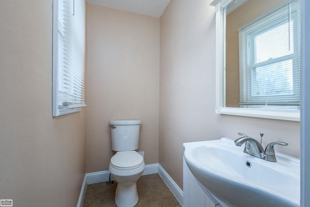 33519 Groth Ave, Sterling Heights, MI 48312 - half bath featuring toilet, vanity, baseboards, and tile patterned floors