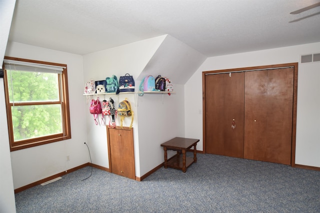 3850 Mando Ct, Coleman, MI 48611 - bonus room featuring carpet, baseboards, vaulted ceiling, and a ceiling fan