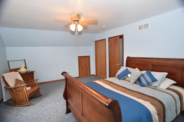3850 Mando Ct, Coleman, MI 48611 - bedroom with carpet, two closets, baseboards, and ceiling fan