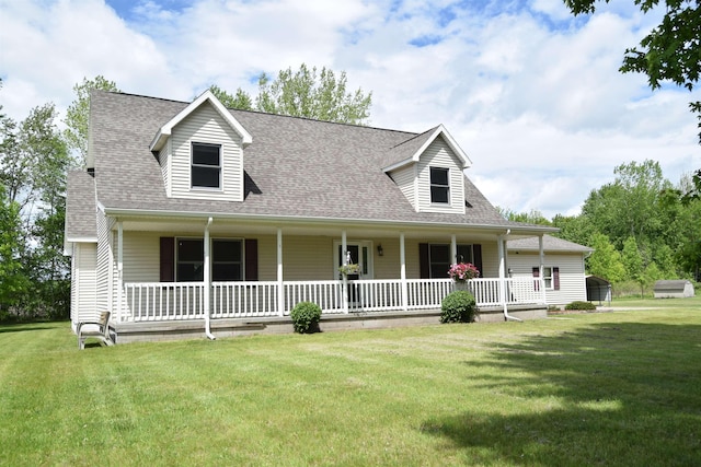 3850 Mando Ct, Coleman, MI 48611 - view of front of property featuring covered porch, a front yard, and roof with shingles