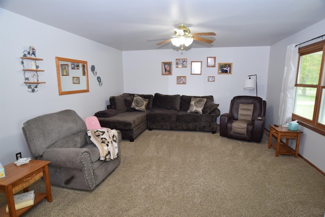 3850 Mando Ct, Coleman, MI 48611 - living area featuring a ceiling fan and carpet