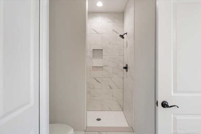 27633 Maryjane Ln E, Chesterfield Twp, MI 48047 - full bath with a tile shower, toilet, and recessed lighting