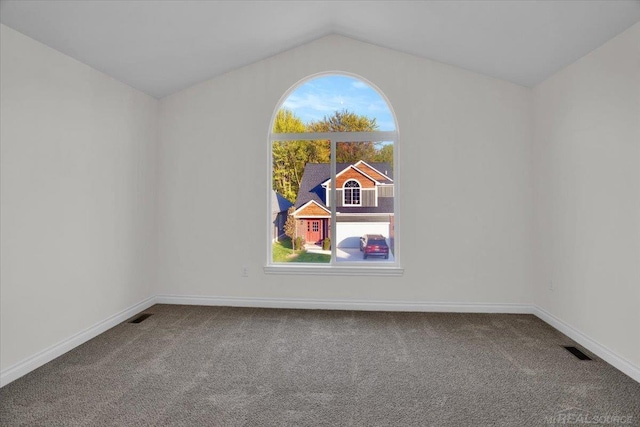 27645 Maryjane Ln E, Chesterfield Twp, MI 48047 - carpeted empty room featuring baseboards and vaulted ceiling