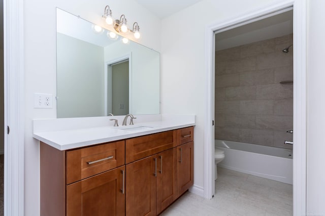 27632 Maryjane Ln E, Chesterfield Twp, MI 48047 - bathroom with toilet, vanity, shower / tub combination, and tile patterned floors