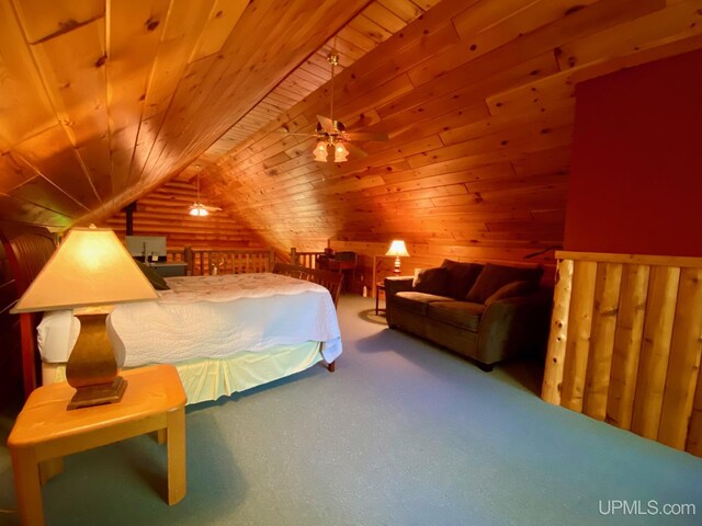 E1849 H44 Hwy, Trenary, MI 49891 - carpeted bedroom with wood ceiling and lofted ceiling