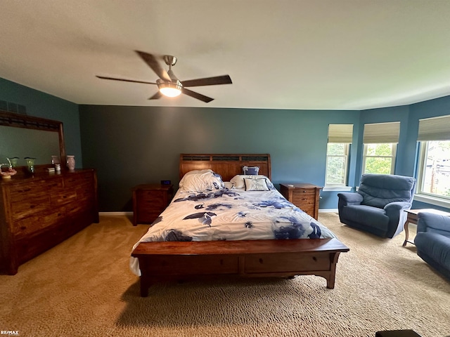 39148 Canterbury Dr, Harrison Twp, MI 48045 - bedroom featuring light colored carpet, a ceiling fan, and baseboards