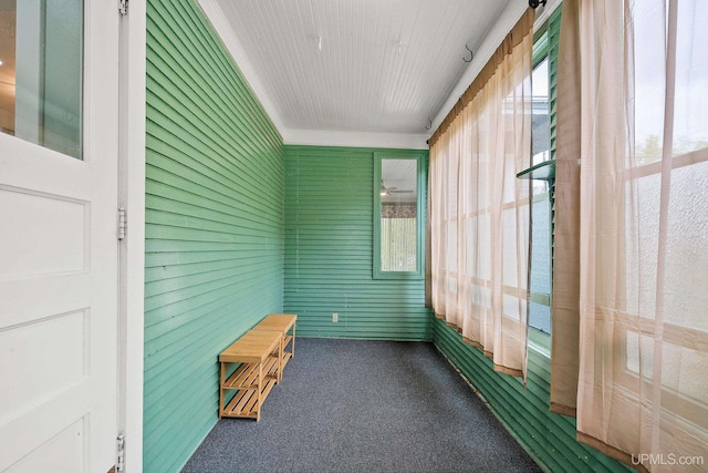 624 E G St, Iron Mountain, MI 49801 - unfurnished sunroom featuring ceiling fan