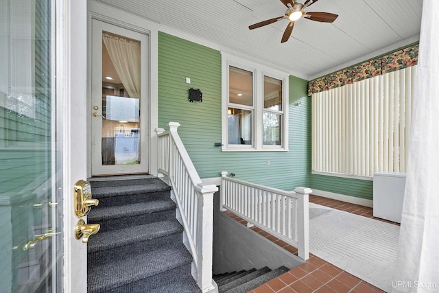 624 E G St, Iron Mountain, MI 49801 - property entrance with a ceiling fan