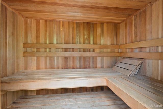 624 E G St, Iron Mountain, MI 49801 - relaxing sauna featuring wooden ceiling and wooden walls