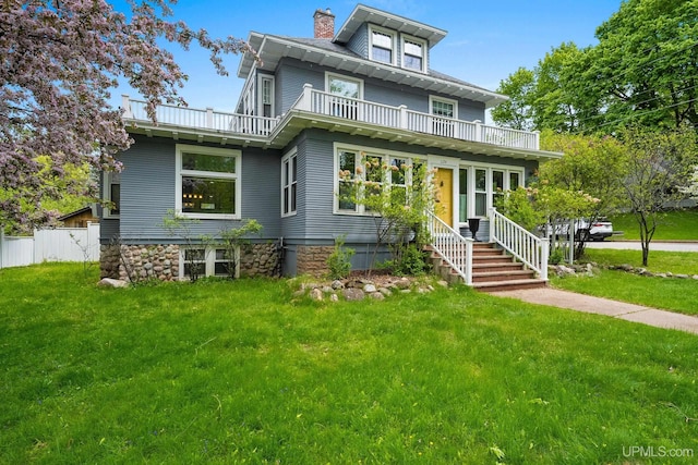 624 E G St, Iron Mountain, MI 49801 - traditional style home with a balcony and a chimney