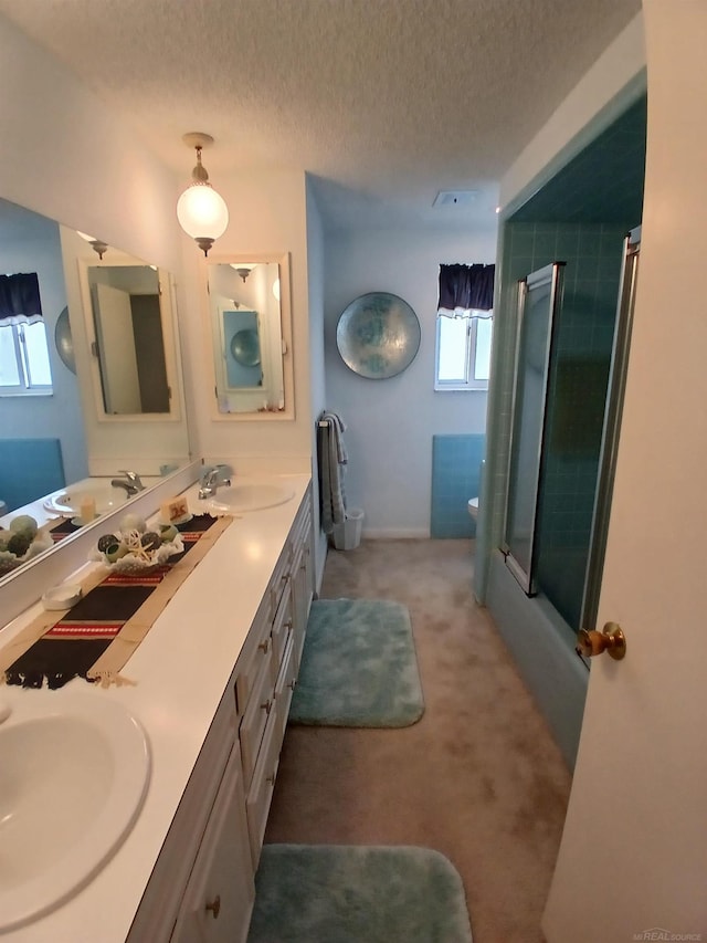22460 La Von St, Saint Clair Shores, MI 48081 - full bathroom featuring double vanity, toilet, and a textured ceiling