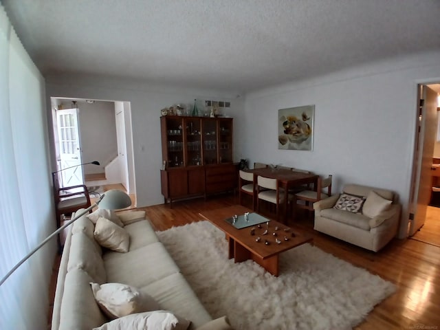 22460 La Von St, Saint Clair Shores, MI 48081 - living area featuring wood finished floors and a textured ceiling