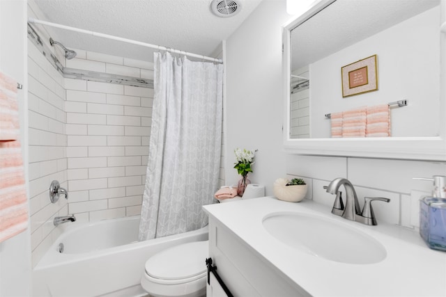 1371 Sturdevant St, Kimball, MI 48074 - bathroom with shower / bath combo with shower curtain, vanity, toilet, and a textured ceiling