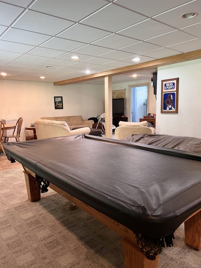 815 Cove Rd, Wales, MI 48027 - playroom with billiards table, carpet floors, and recessed lighting