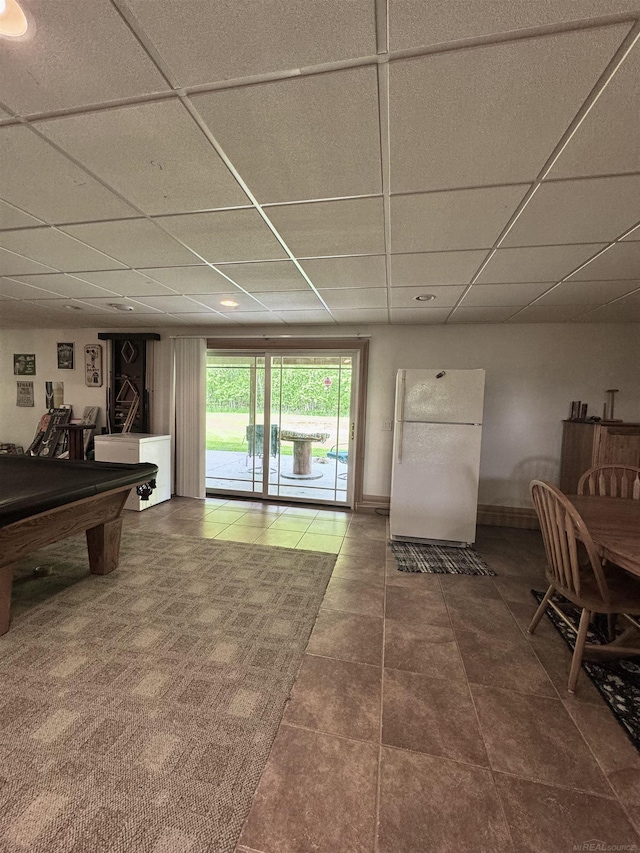 815 Cove Rd, Wales, MI 48027 - game room with a drop ceiling, billiards, tile patterned flooring, and baseboards