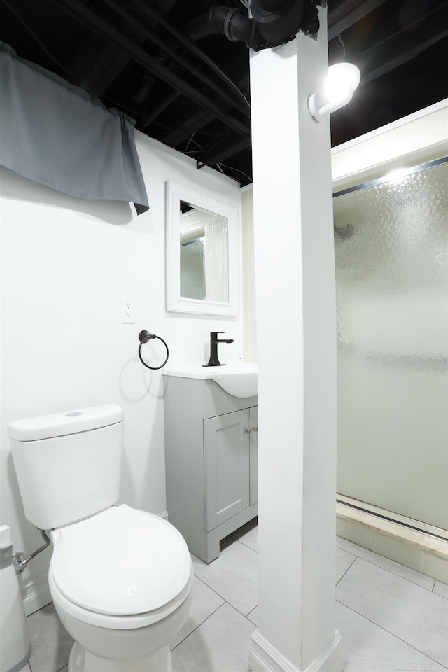 23300 Allor St, Saint Clair Shores, MI 48082 - full bath with a shower stall, vanity, toilet, and tile patterned flooring