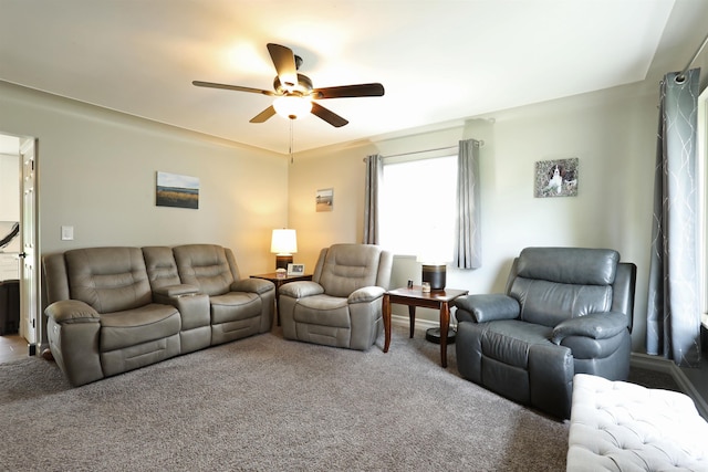 23300 Allor St, Saint Clair Shores, MI 48082 - living room featuring ceiling fan and carpet floors