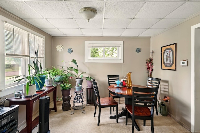 1471 James St, Burton, MI 48529 - dining area featuring carpet floors and a paneled ceiling