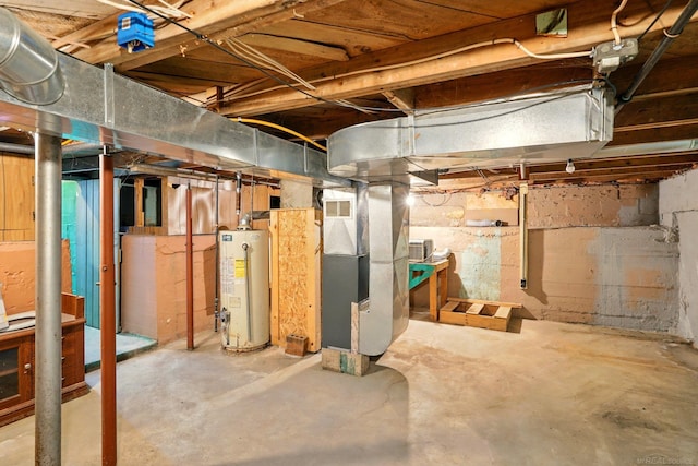 1471 James St, Burton, MI 48529 - unfinished basement featuring gas water heater and heating unit