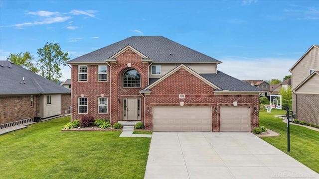 29696 Kevin Rd, New Baltimore, MI 48051 - traditional-style home with a front lawn, brick siding, and driveway