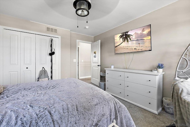 29696 Kevin Rd, New Baltimore, MI 48051 - bedroom with carpet, baseboards, a closet, and ceiling fan
