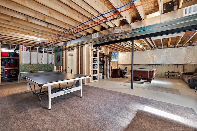 29696 Kevin Rd, New Baltimore, MI 48051 - playroom featuring concrete flooring and billiards table