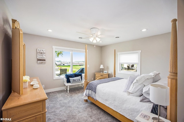 5227 Pointe Tremble Rd, Algonac, MI 48001 - carpeted bedroom with recessed lighting, ceiling fan, and baseboards