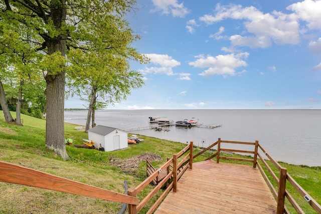 5616 W Houghton Lake Dr, Houghton Lake, MI 48629 - dock area with a water view and a lawn