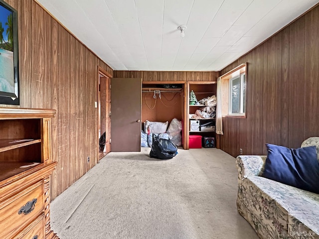 W5624 County Road 388th Rd, Hermansville, MI 49847 - sitting room with wooden walls and carpet floors