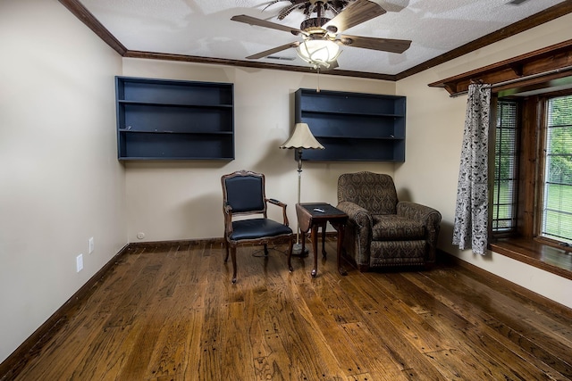 37207 27 Mile Rd, Roads, Lenox, MI 48048 - living area with crown molding, ceiling fan, hardwood / wood-style floors, and baseboards