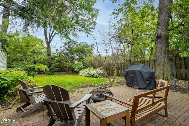 766 Lakeland St, Grosse Pointe, MI 48230 - view of patio / terrace with an outdoor fire pit and a grill