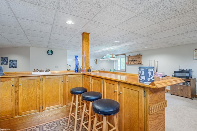 518 Lexington Dr, Rochester Hills, MI 48307 - indoor dry bar with a paneled ceiling, recessed lighting, and light carpet