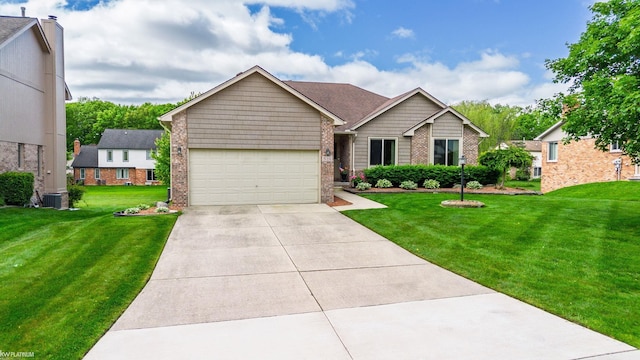 518 Lexington Dr, Rochester Hills, MI 48307 - single story home featuring brick siding, a front yard, concrete driveway, and an attached garage