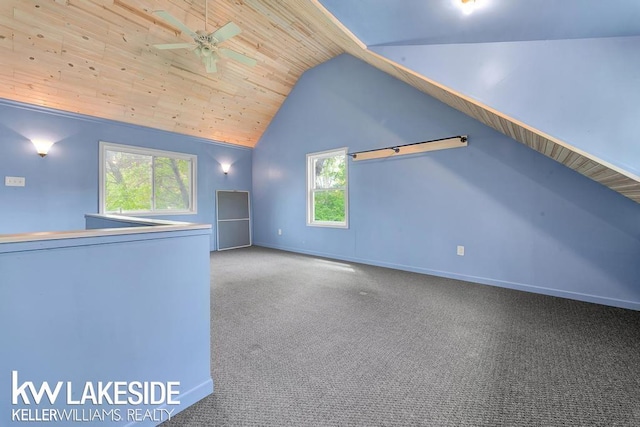 7184 Baker Rd, Worth Twp, MI 48450 - additional living space featuring healthy amount of natural light, lofted ceiling, ceiling fan, baseboards, and wooden ceiling